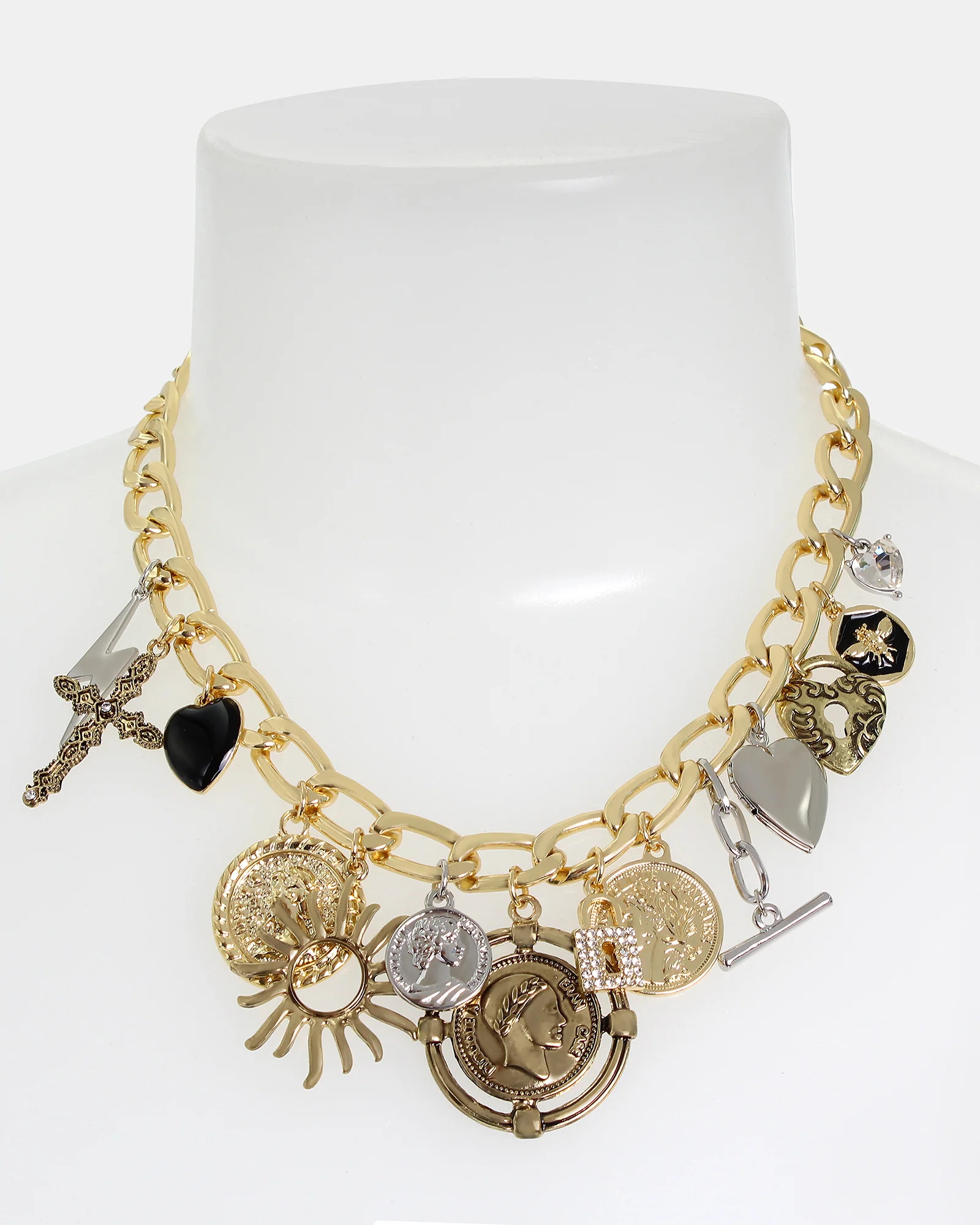CHUNKY CHARM NECKLACE GOLD - Image 2