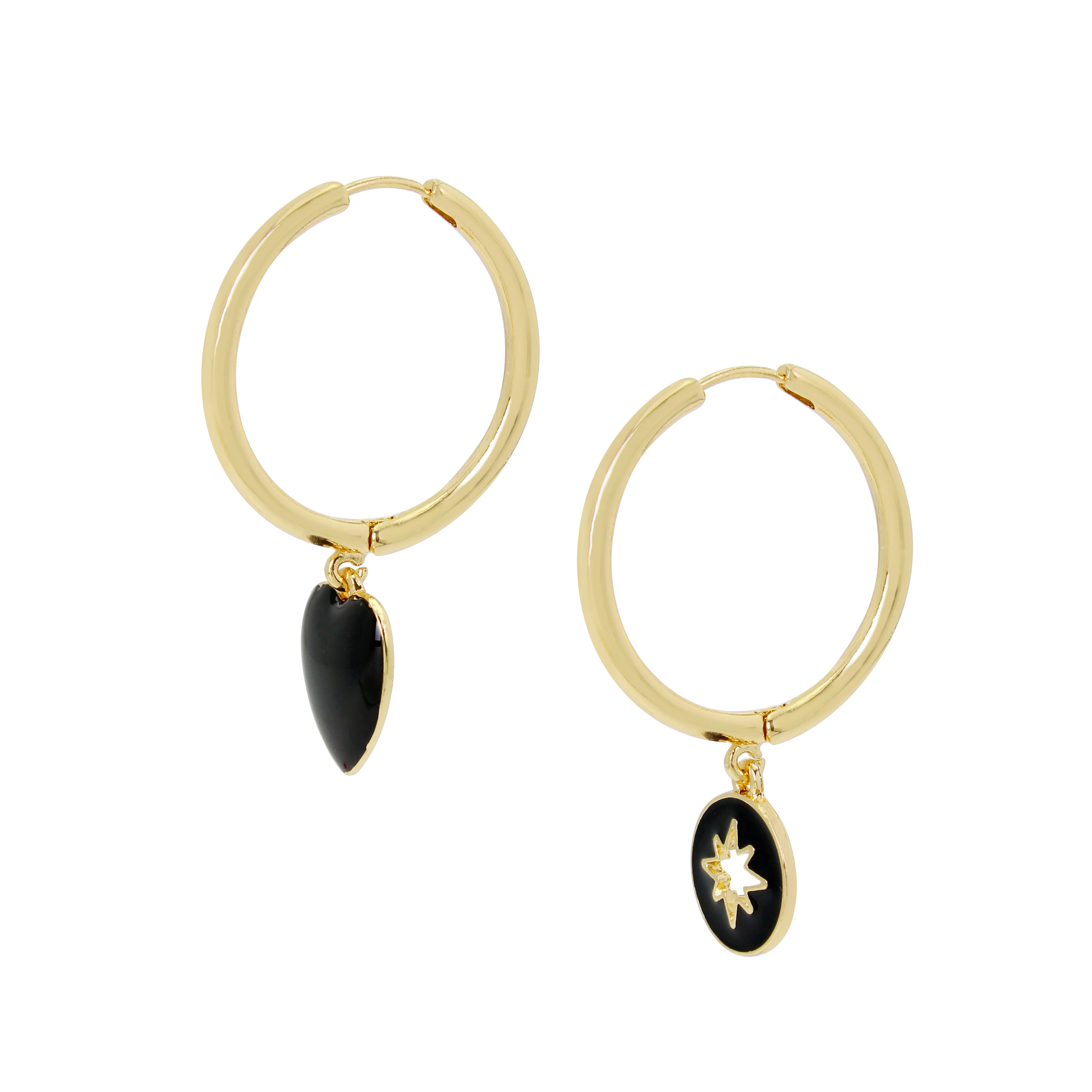 HEART STAR HOOP EARRINGS GOLD MULTI - Image 2