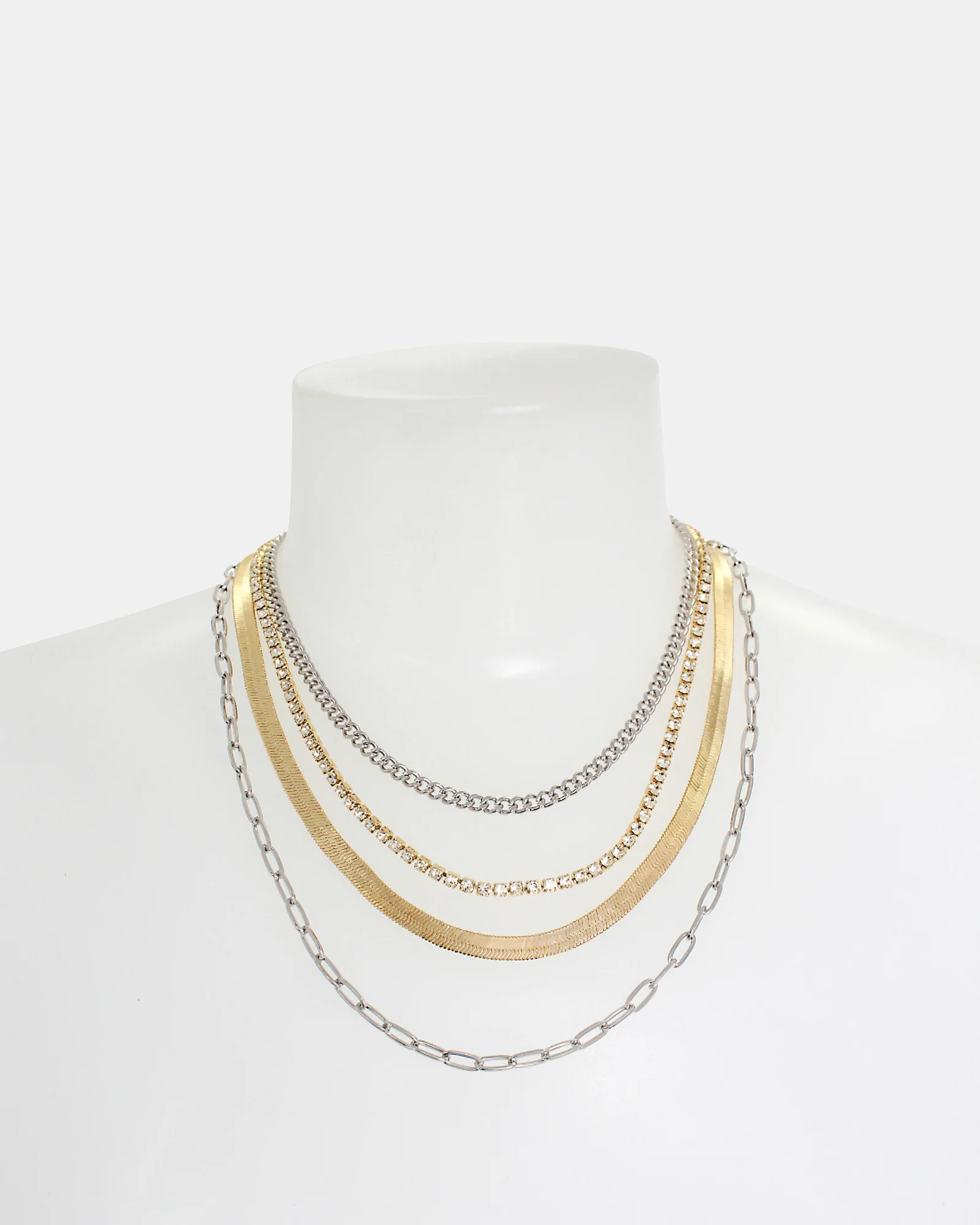 MULTI STRAND CHUNKY NECKLACE GOLD MULTI - Image 2