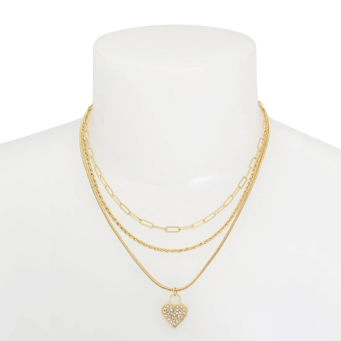 HEART CHARM MULTI STRAND NECKLACE GOLD - Image 2