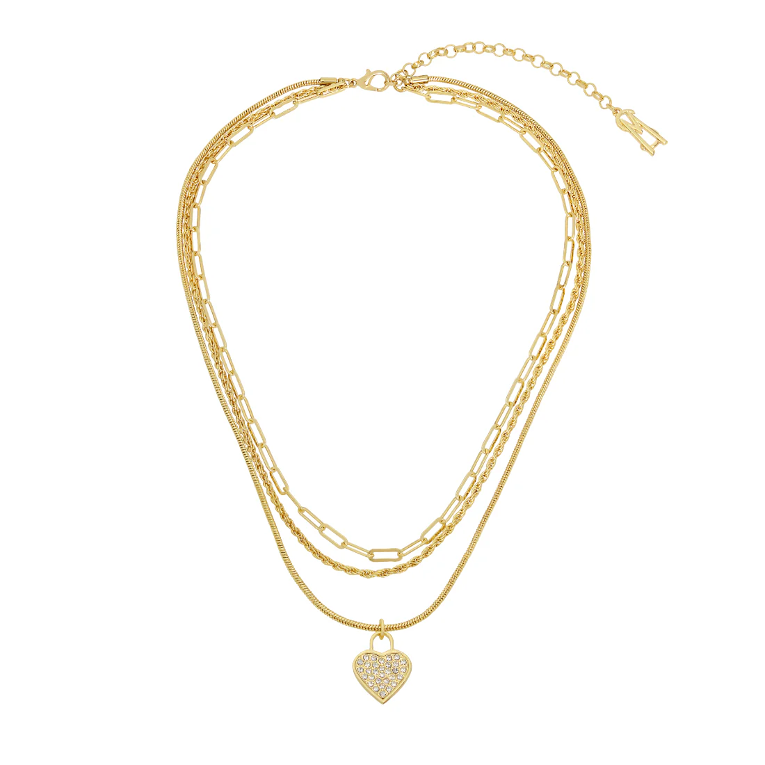 HEART CHARM MULTI STRAND NECKLACE GOLD - Image 4
