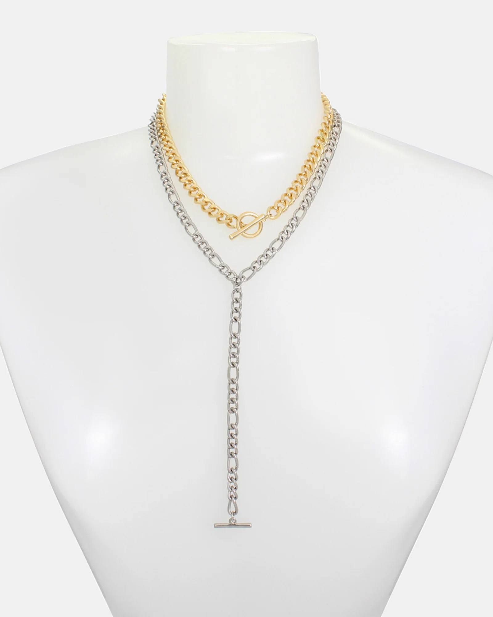 MULTI STRAND CHAIN NECKLACE GOLD MULTI - Image 3