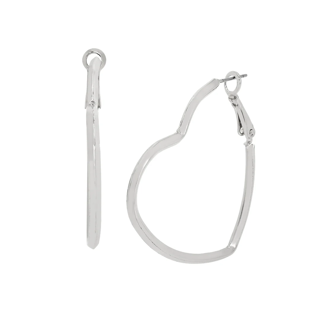 HEART SHAPED HOOP EARRINGS SILVER - Image 2