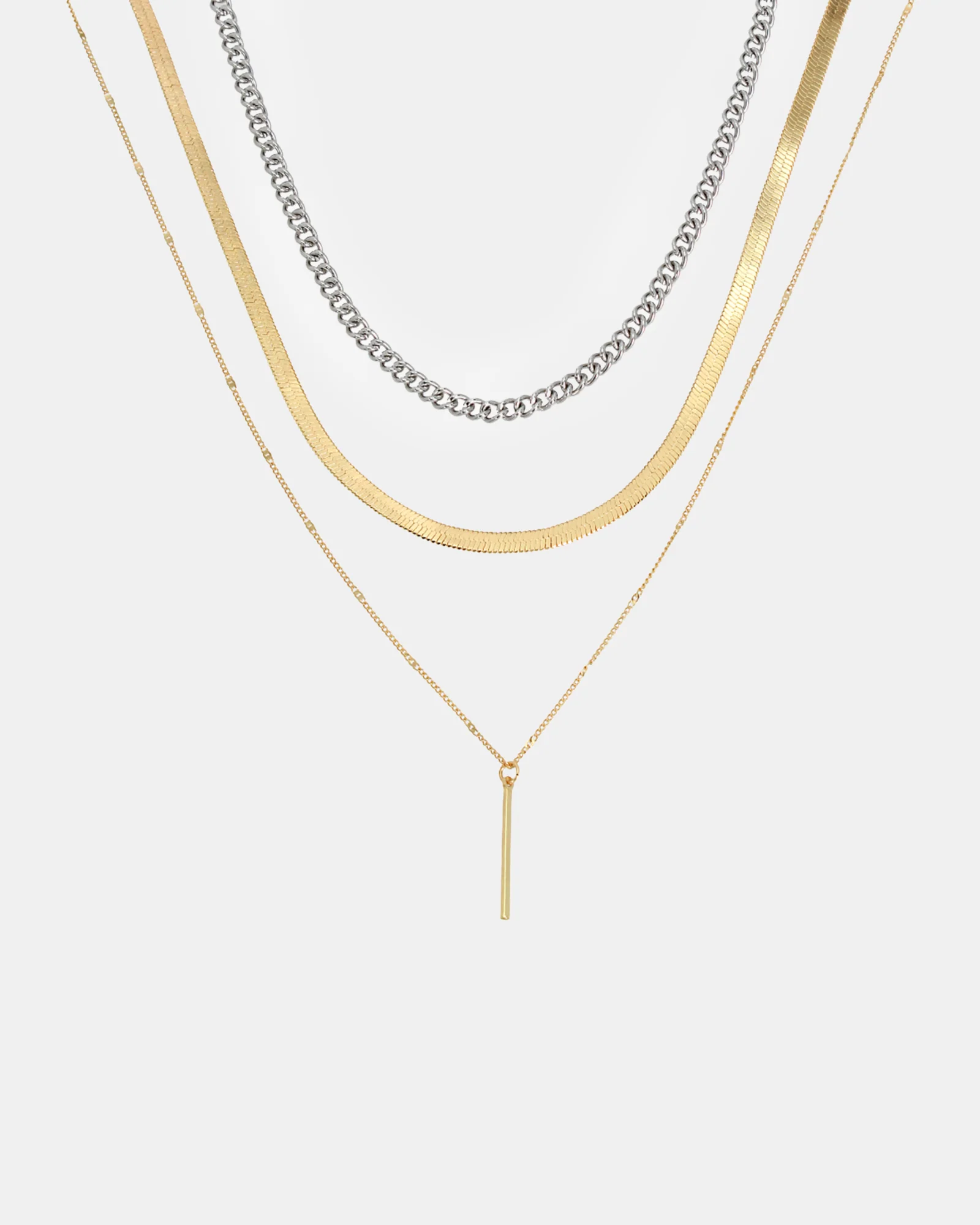 3 PIECE STICK PENDANT NECKLACE GOLD MULTI - Image 2