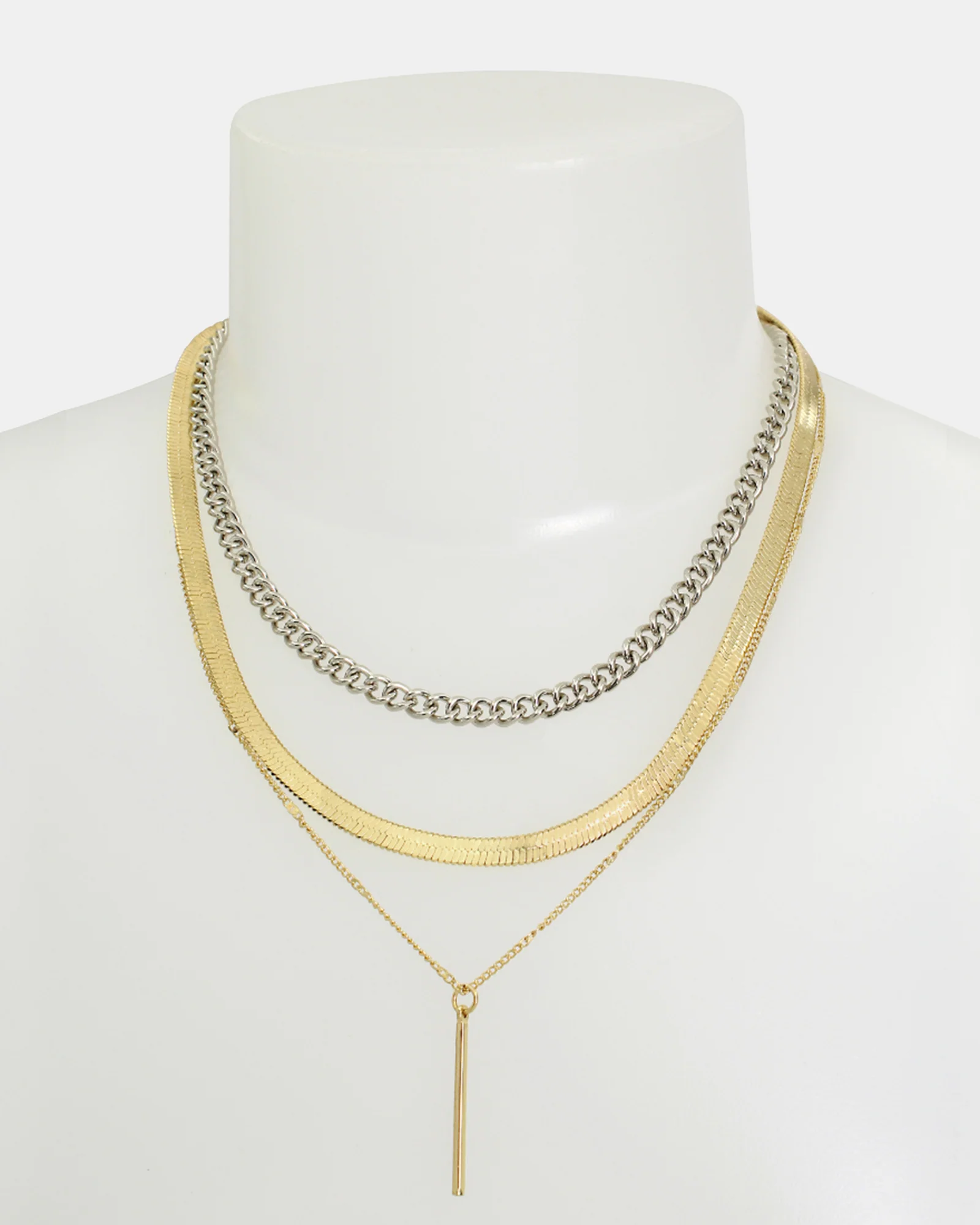 3 PIECE STICK PENDANT NECKLACE GOLD MULTI - Image 3