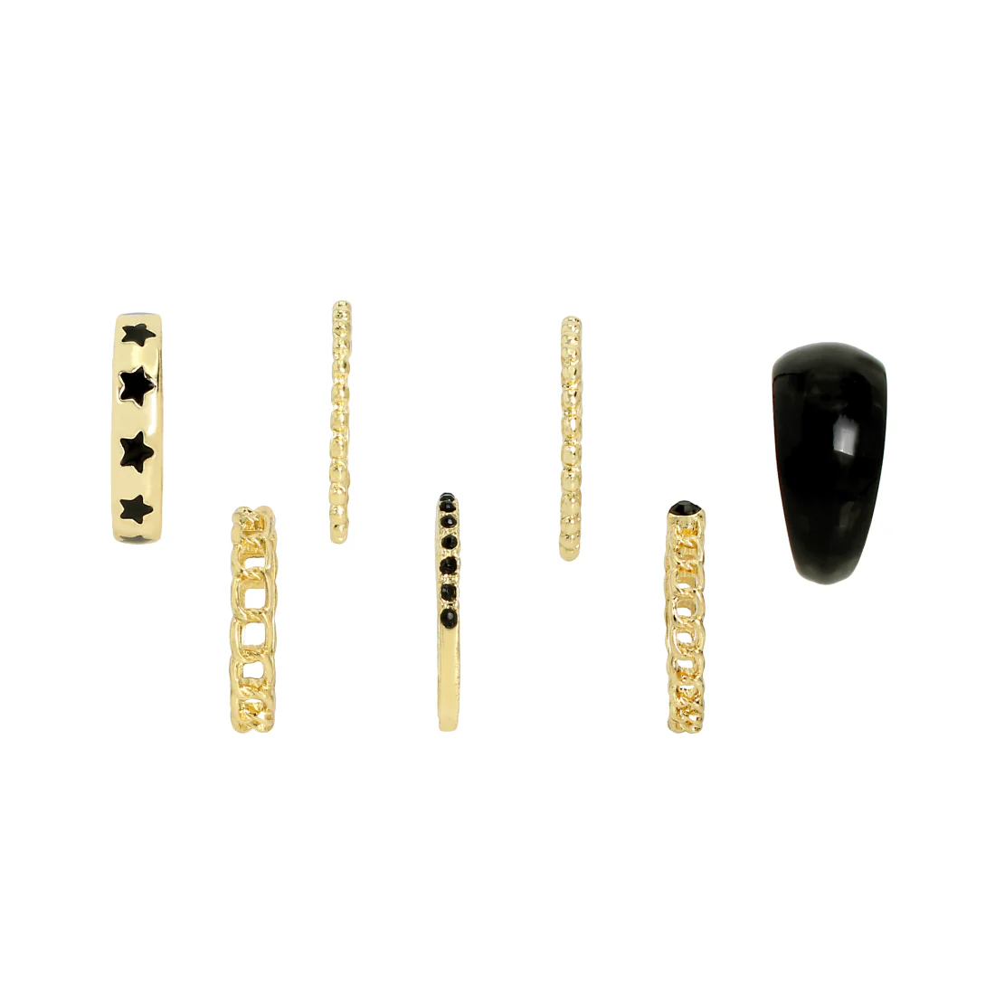 7 PIECE RING STACK GOLD MULTI - Image 2