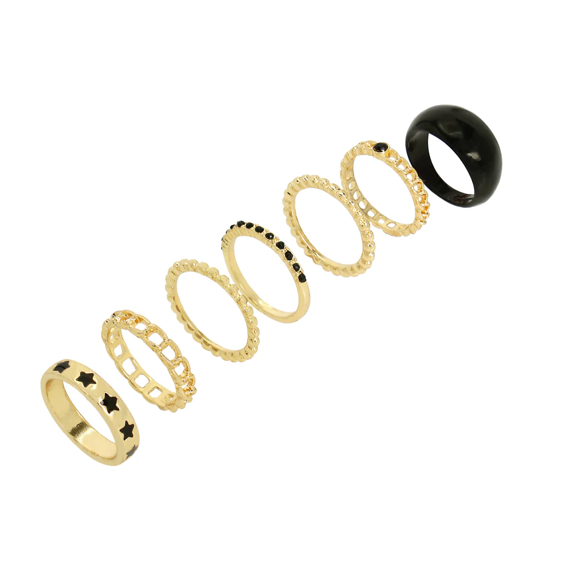 7 PIECE RING STACK GOLD MULTI - Image 3
