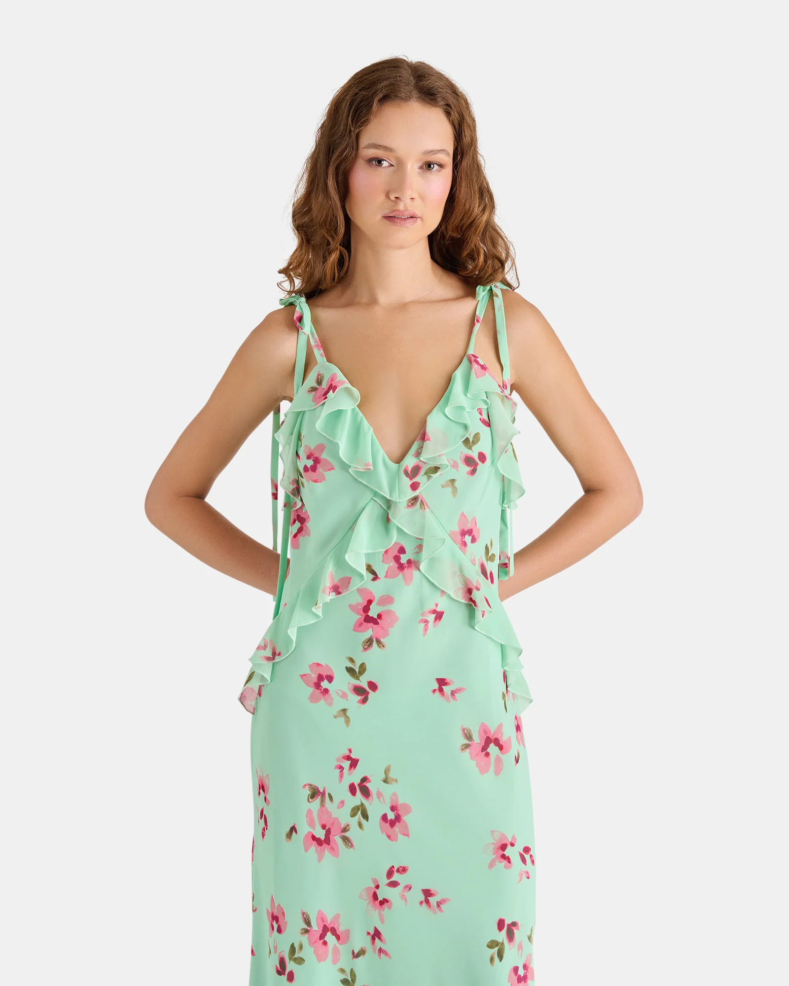 ADALINA DRESS MINT FLORAL GREEN - Image 3
