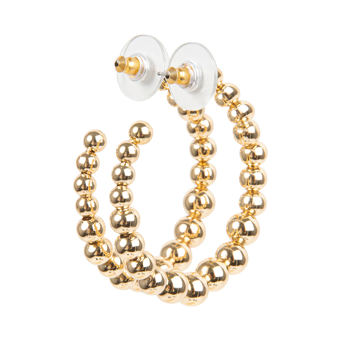 BALL HOOP EARRINGS GOLD - Image 3