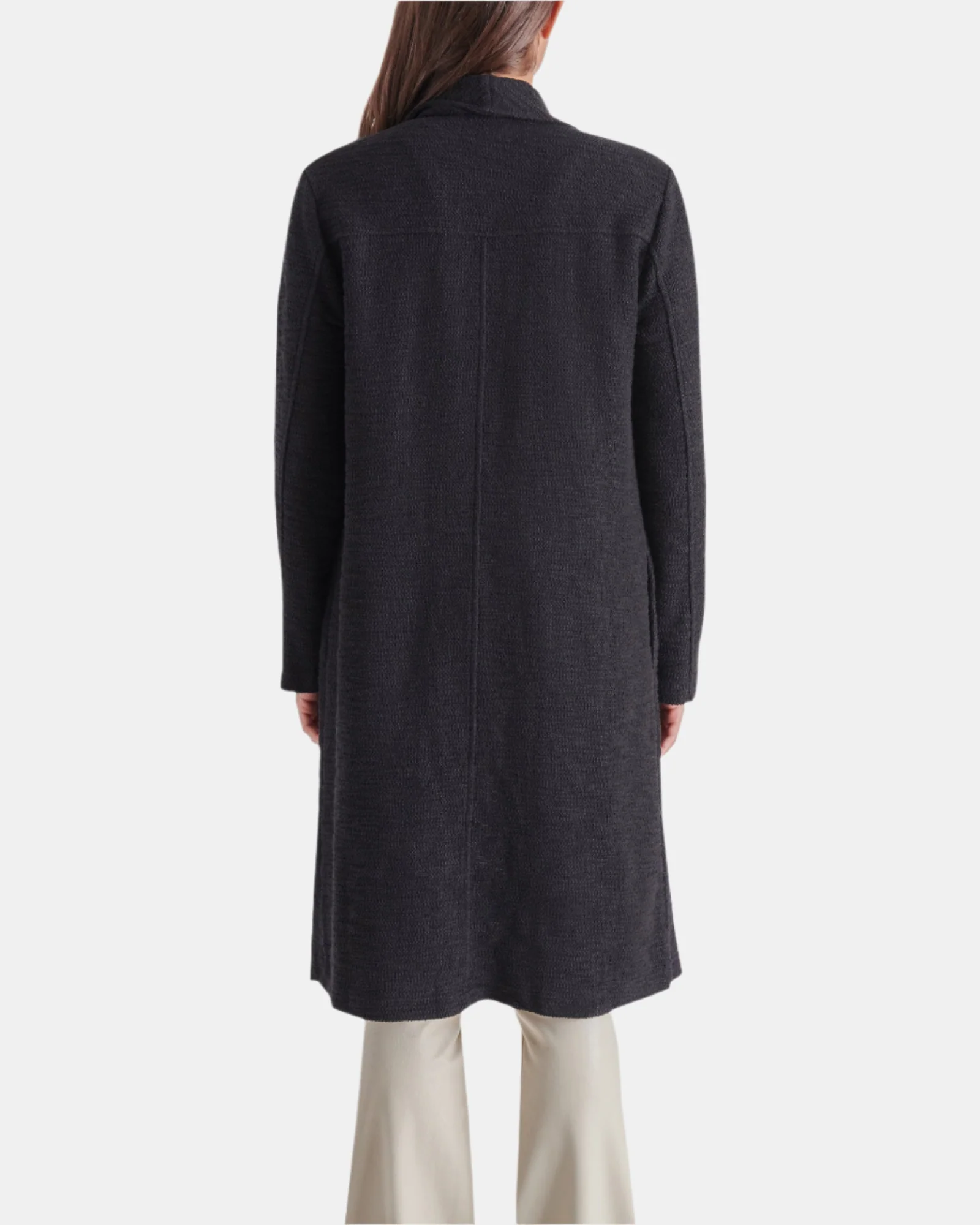 DRAPE FRONT SLUB KNIT JACKET BLACK - Image 4