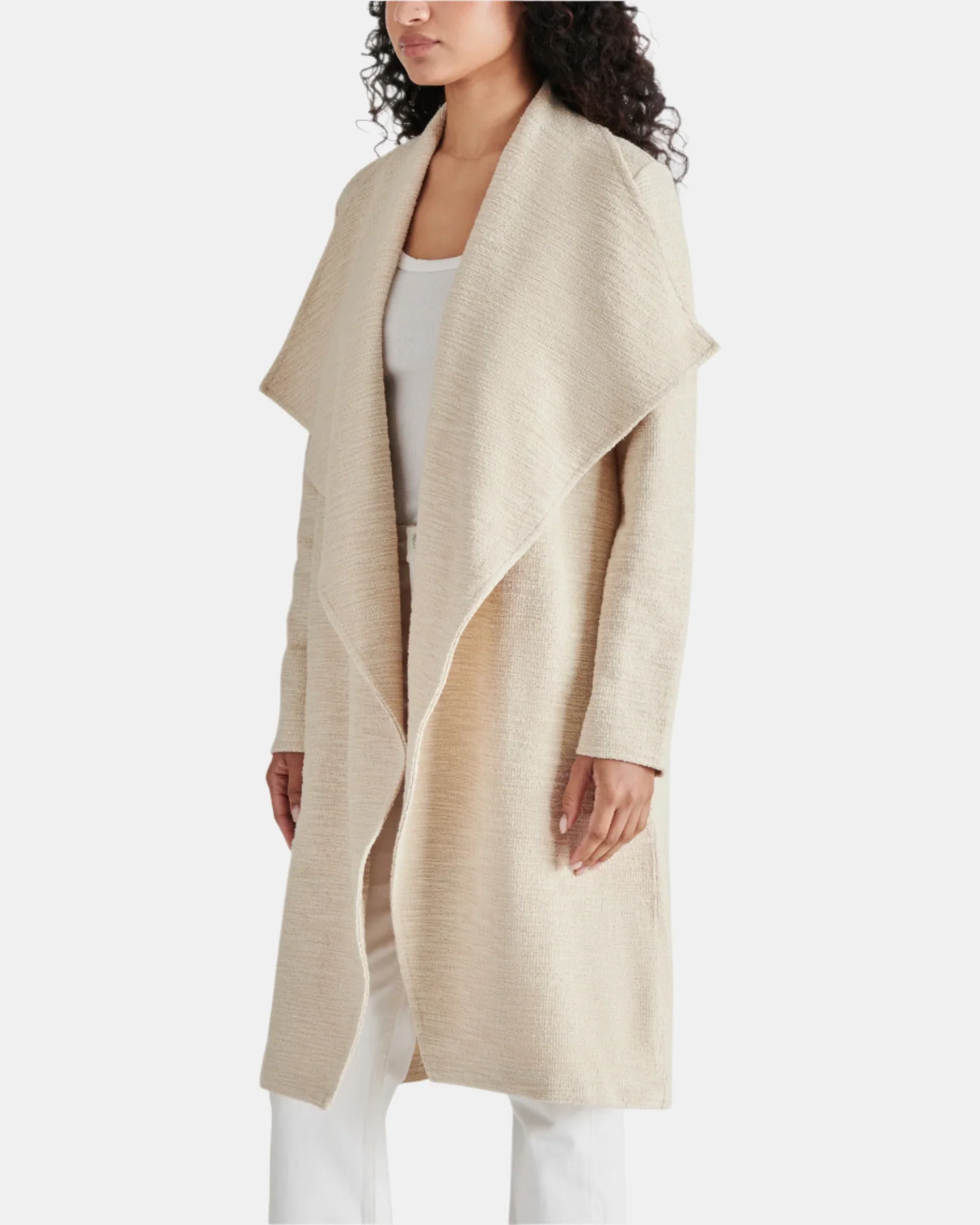 DRAPE FRONT SLUB KNIT JACKET IVORY - Image 2