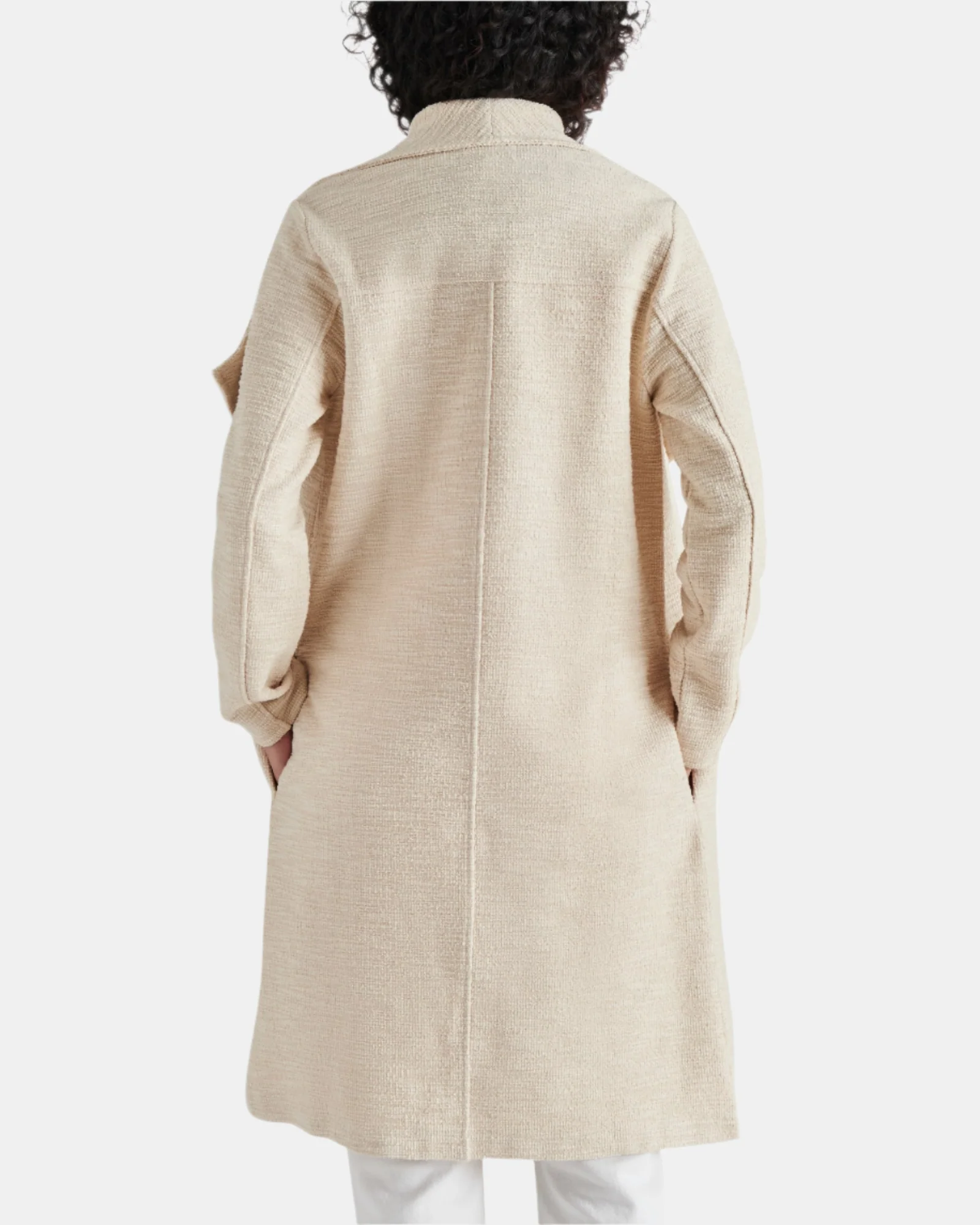 DRAPE FRONT SLUB KNIT JACKET IVORY - Image 3