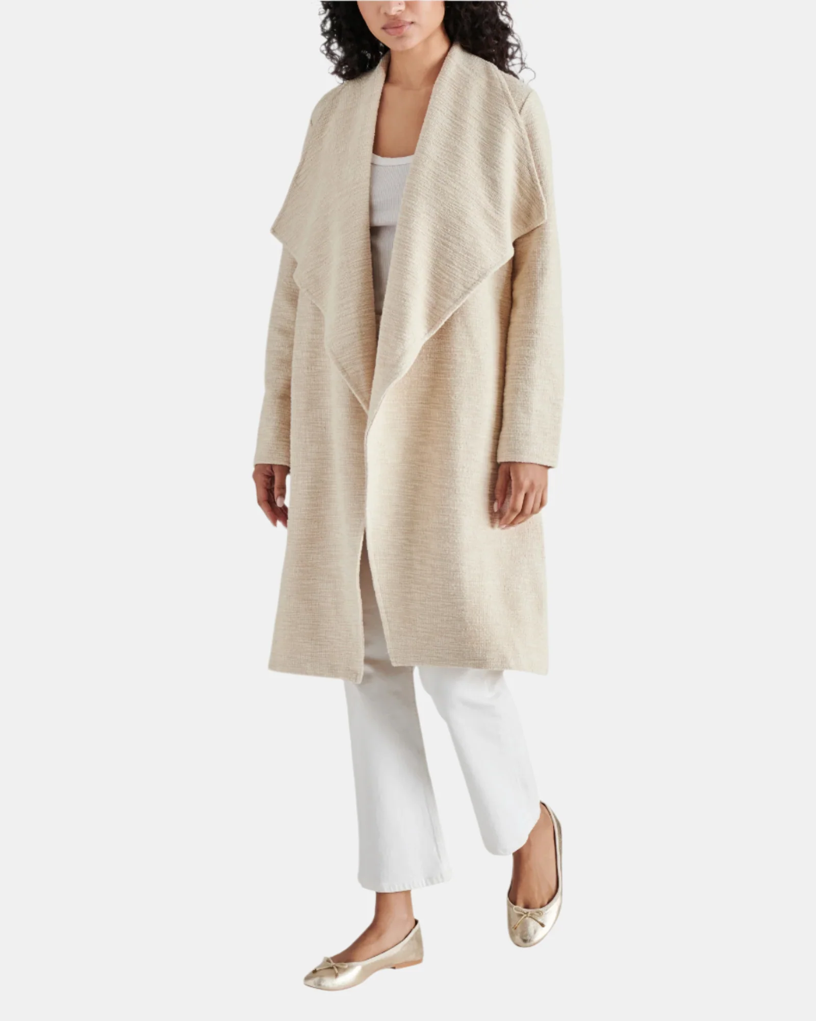 DRAPE FRONT SLUB KNIT JACKET IVORY - Image 4