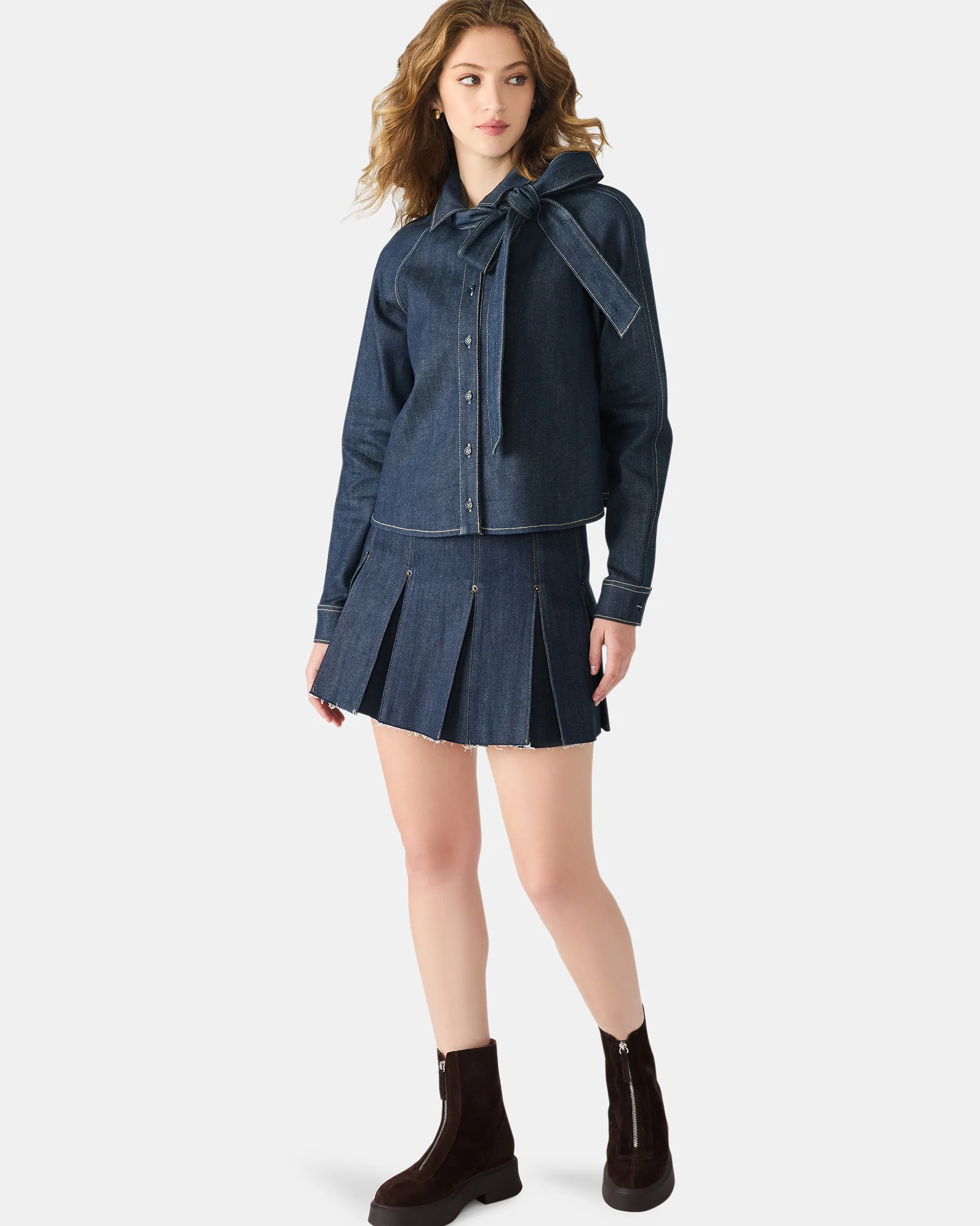 TESSIE TOP DARK BLUE DENIM - Image 3