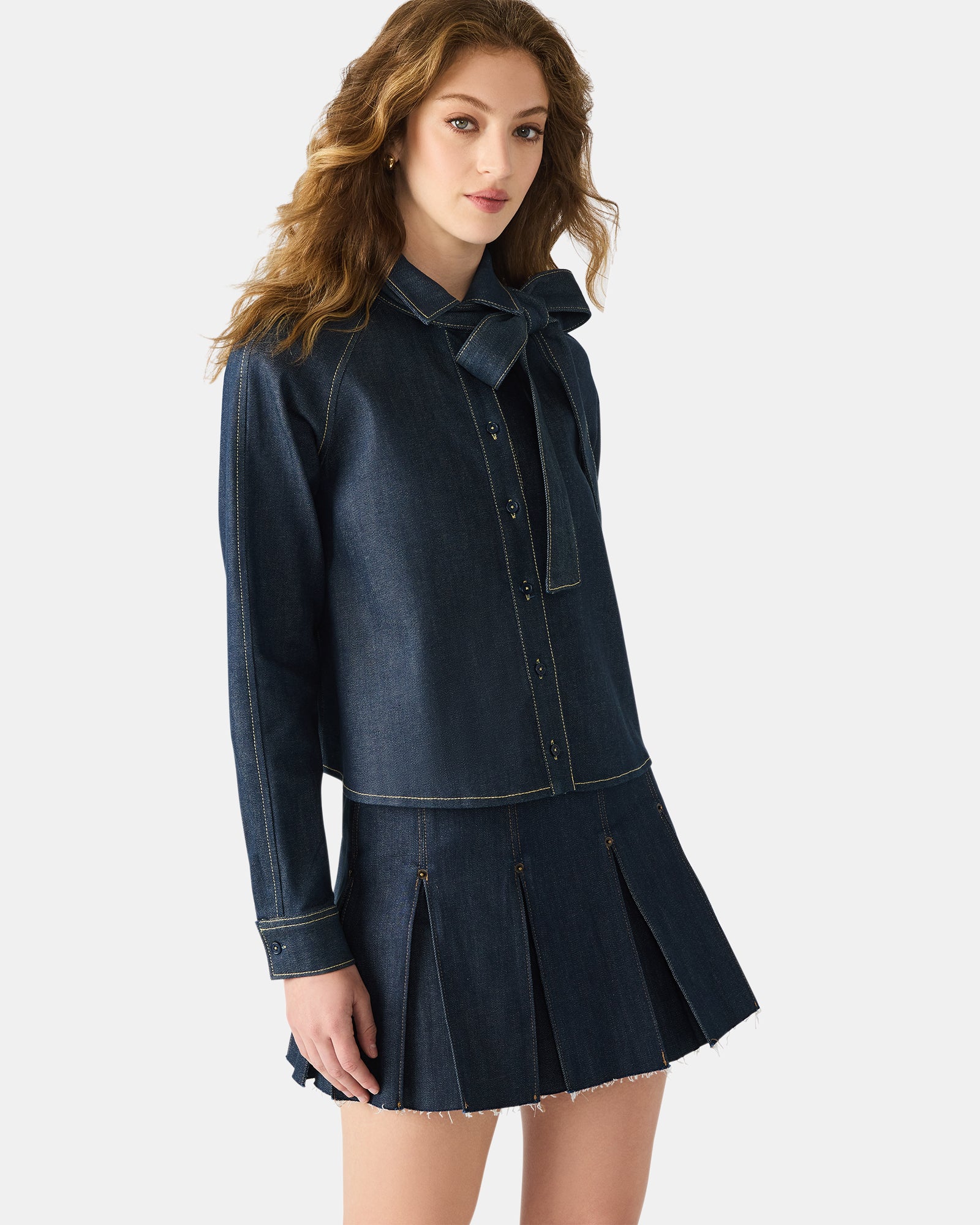 TESSIE TOP DARK BLUE DENIM - Image 6