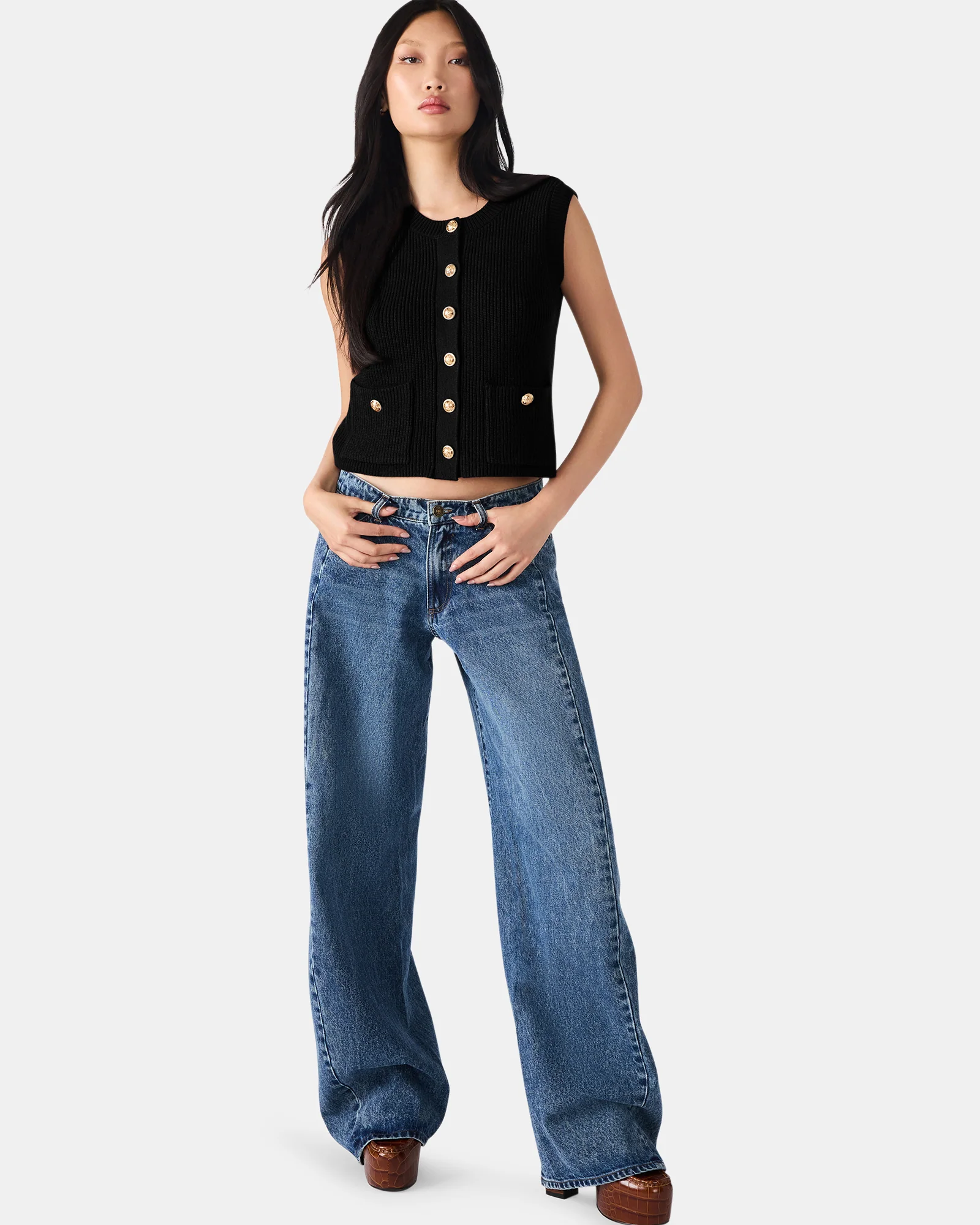 ALIYA SWEATER VEST BLACK - Image 2