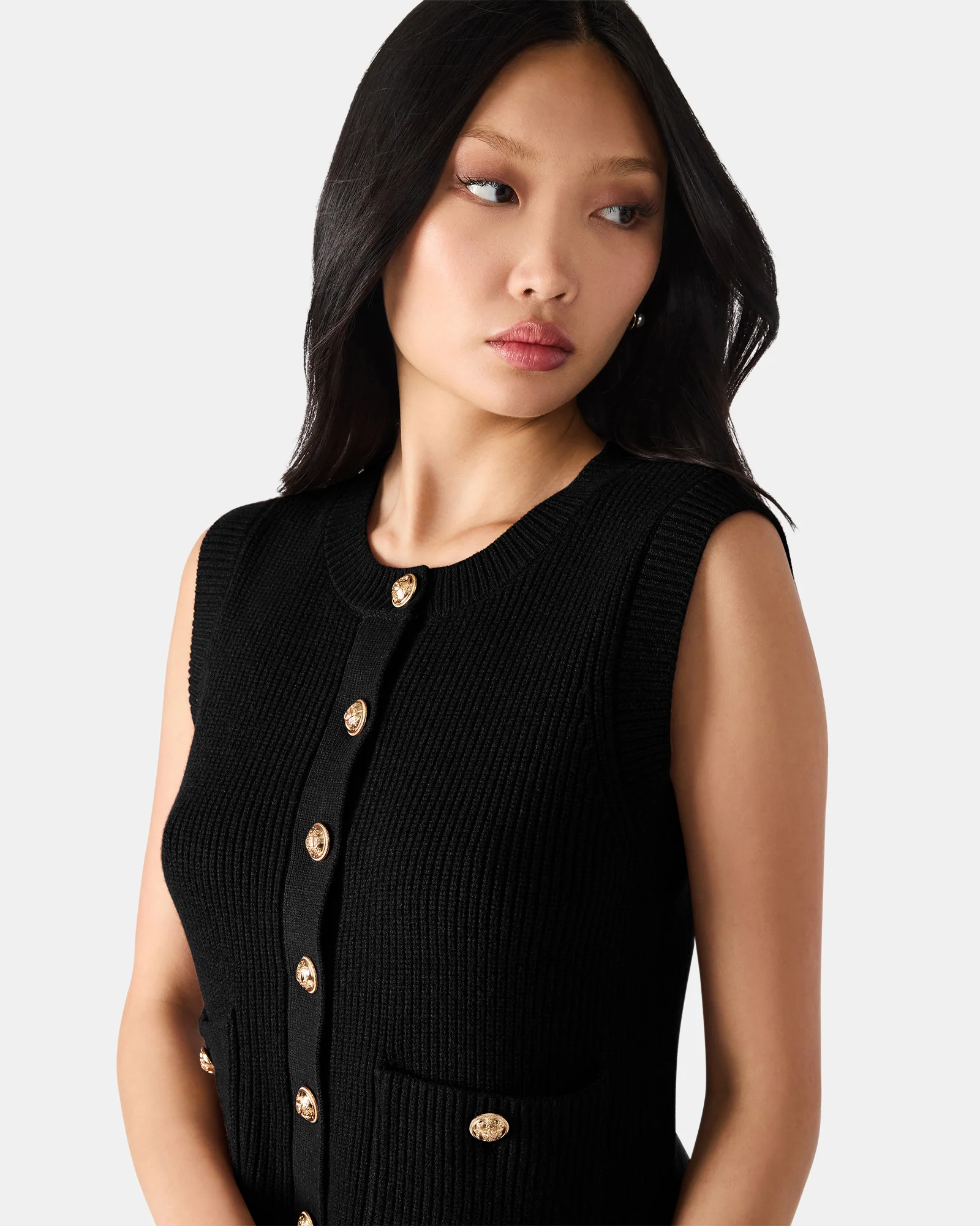 ALIYA SWEATER VEST BLACK - Image 3
