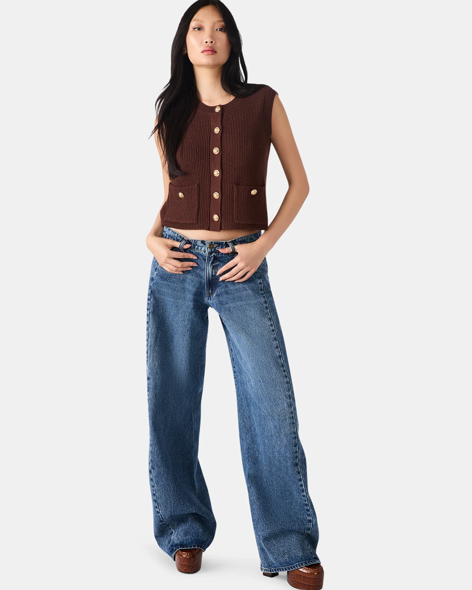 ALIYA SWEATER VEST BROWN - Image 3