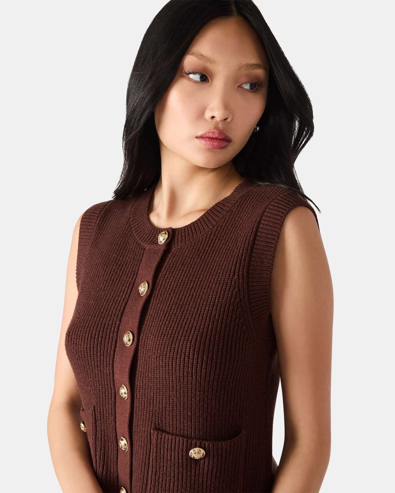 ALIYA SWEATER VEST BROWN - Image 5
