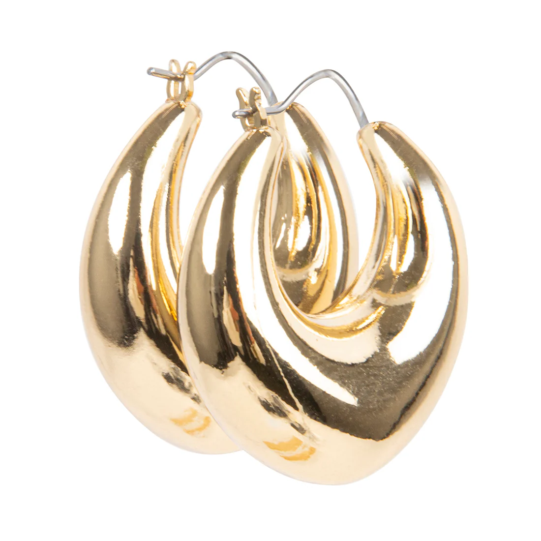 CHUBBY HOOP EARRINGS GOLD - Image 3