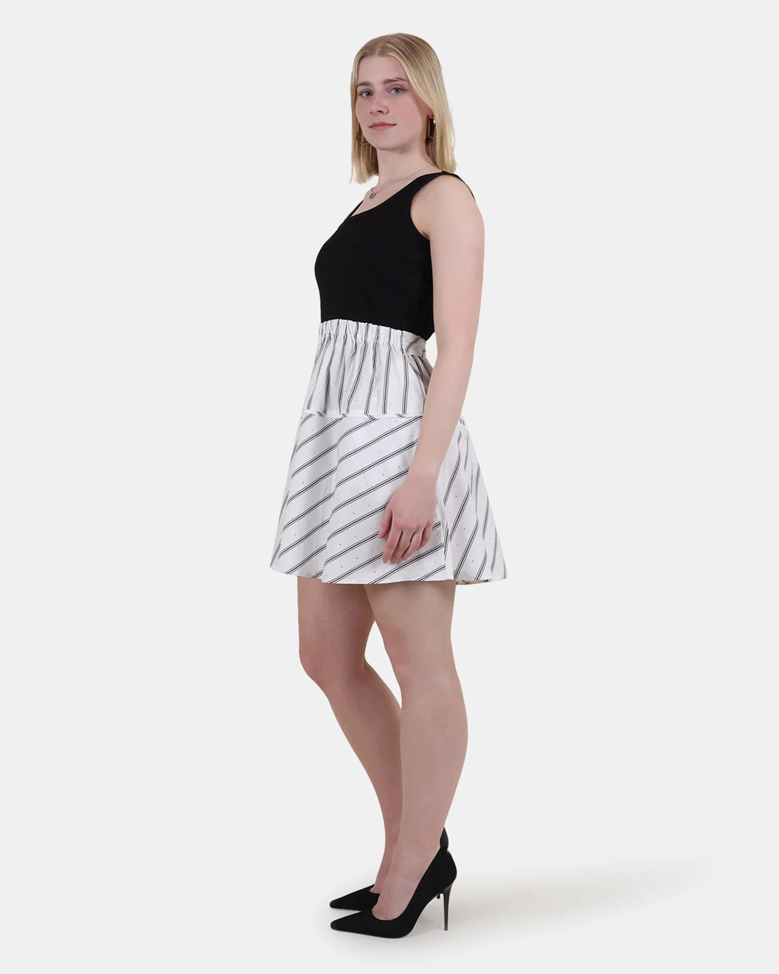 JENNIFER DRESS BLACK WHITE - Image 2