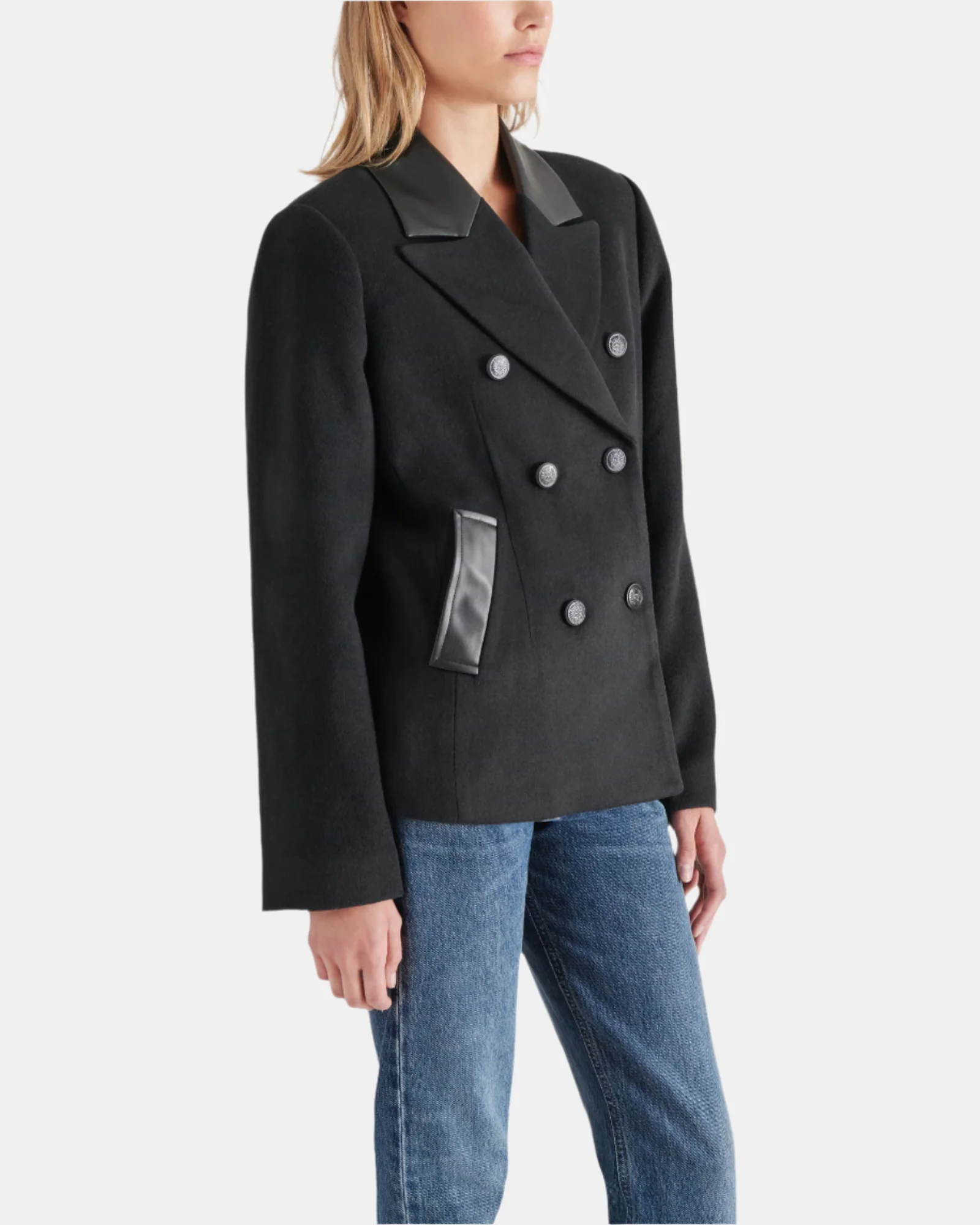 DOUBLE BREASTED PEACOAT BLACK - Image 3