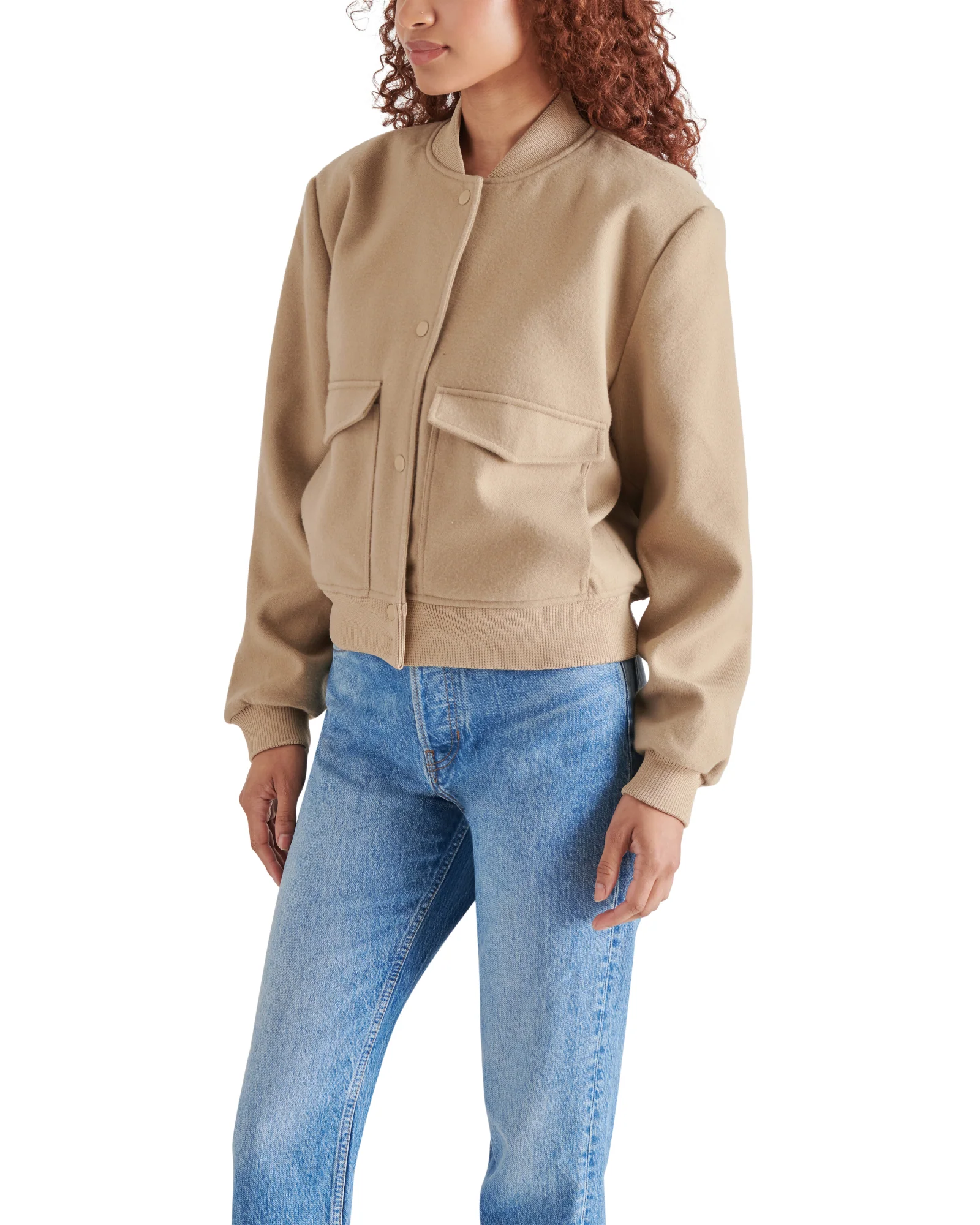 BOXY CUT BOMBER BEIGE - Image 3