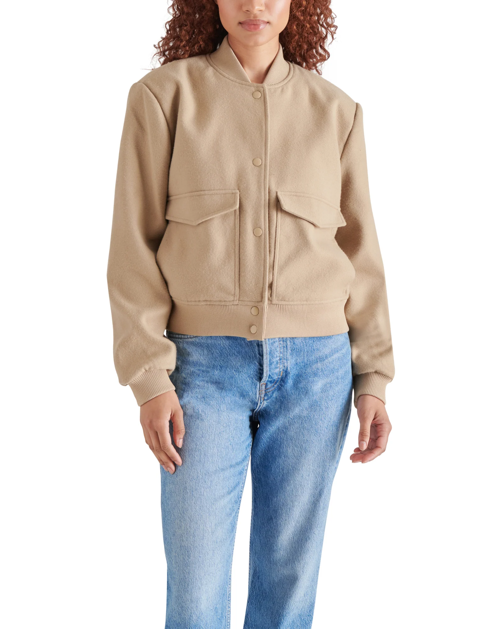 BOXY CUT BOMBER BEIGE - Image 4