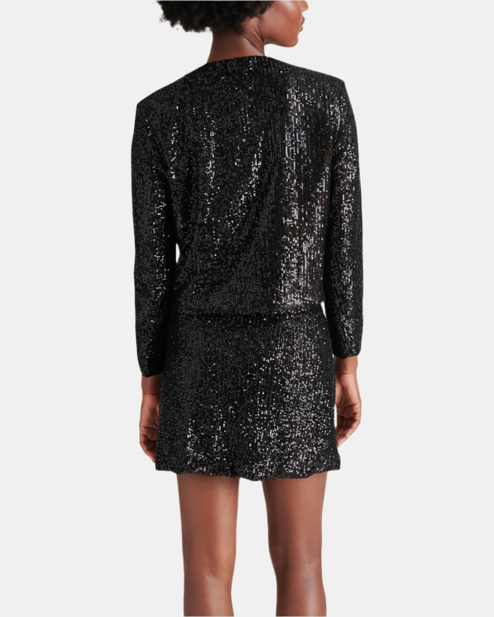 CROPPED SEQUIN JACKET BLACK - Image 3