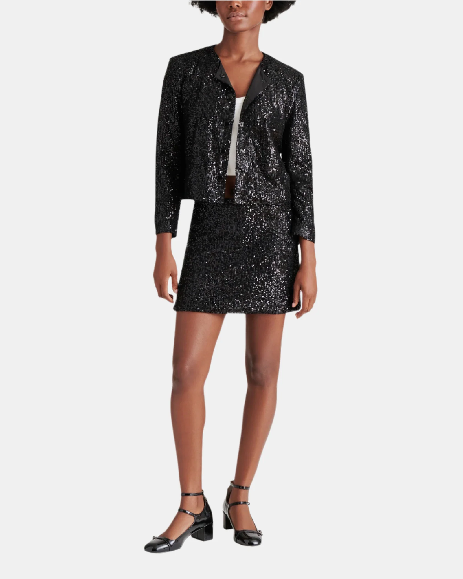 CROPPED SEQUIN JACKET BLACK - Image 4