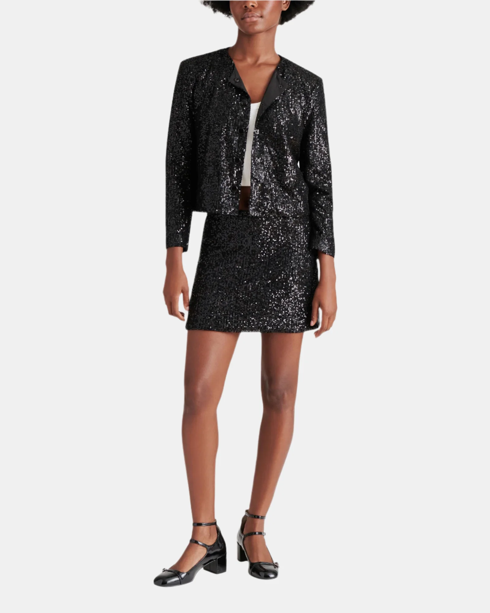 SEQUIN MINI SKIRT BLACK - Image 4