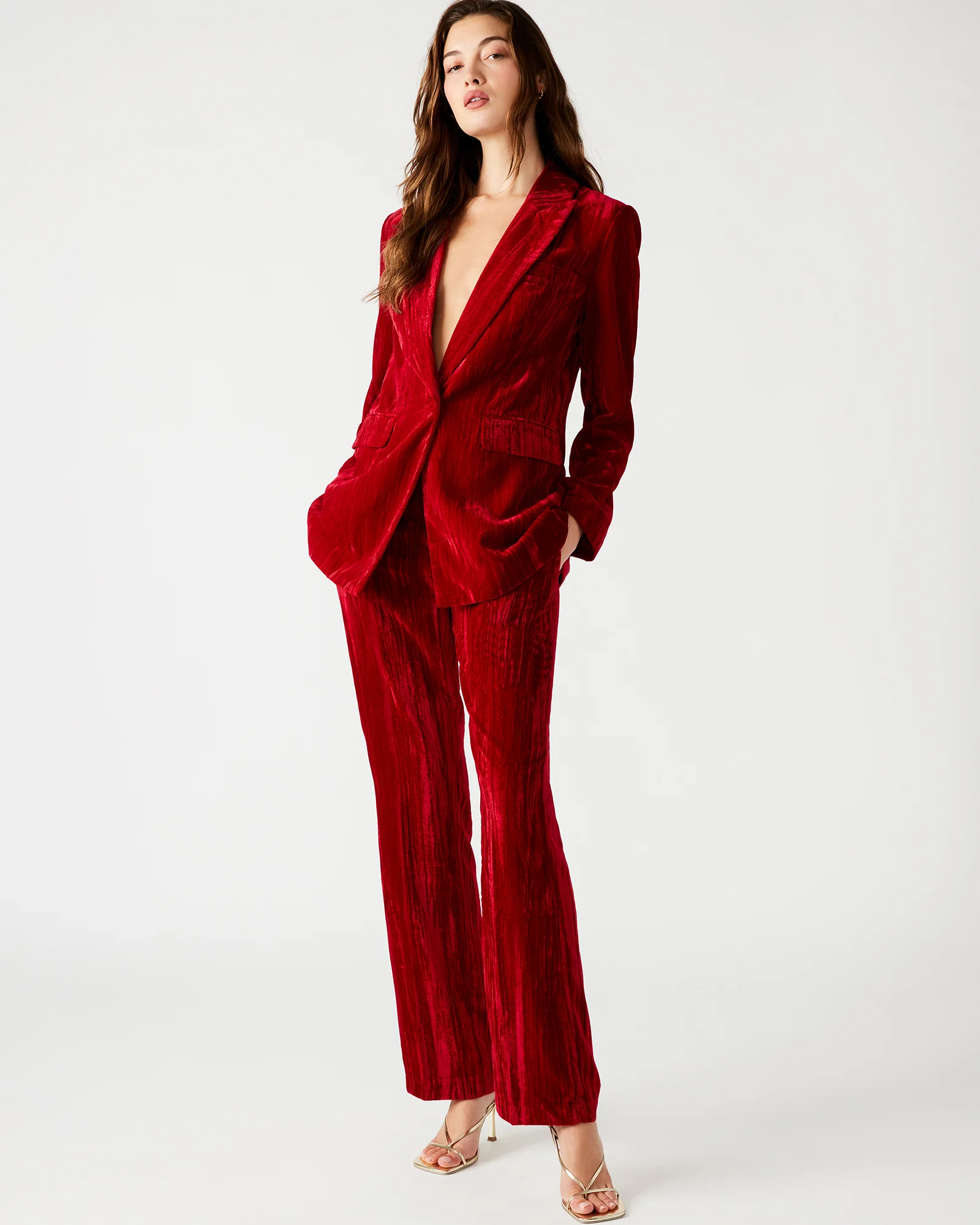 MERCER CRUSHED VELVET PANT RED - Image 2