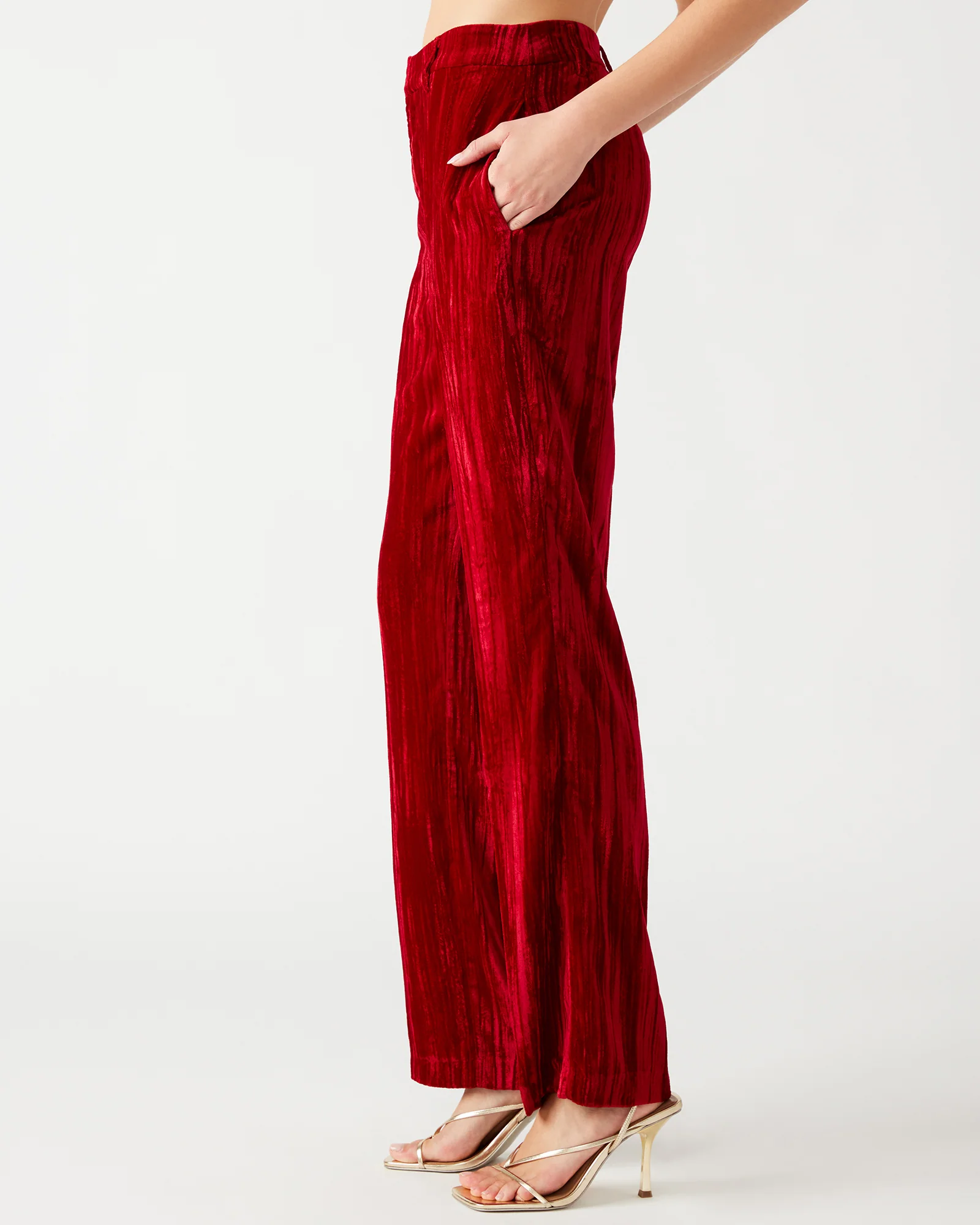 MERCER CRUSHED VELVET PANT RED - Image 3