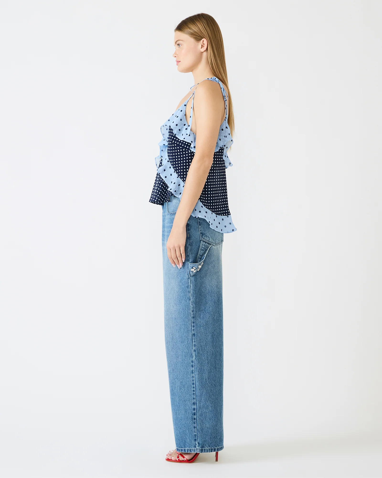 ADALINA POLKA DOT TOP NAVY - Image 3