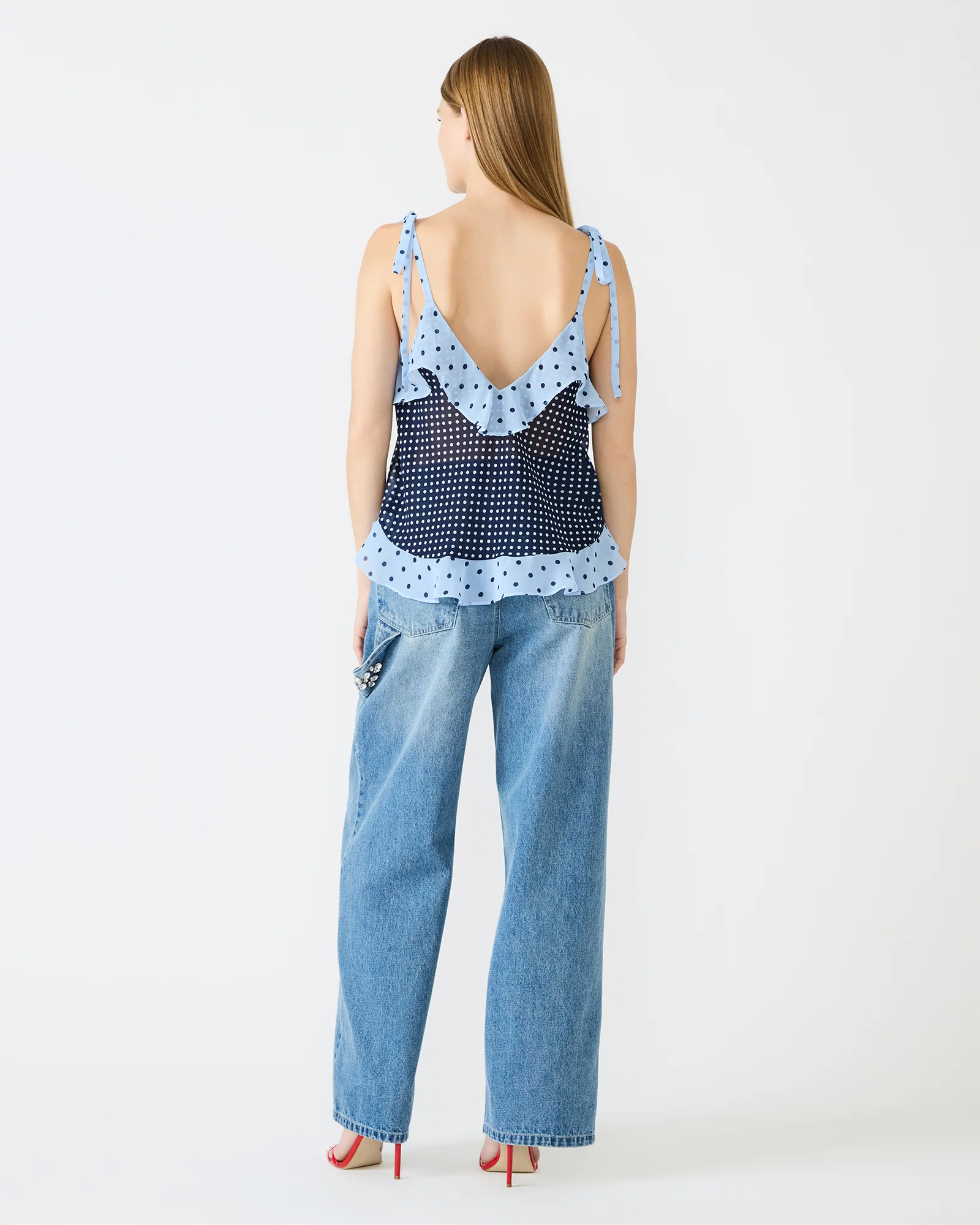 ADALINA POLKA DOT TOP NAVY - Image 5
