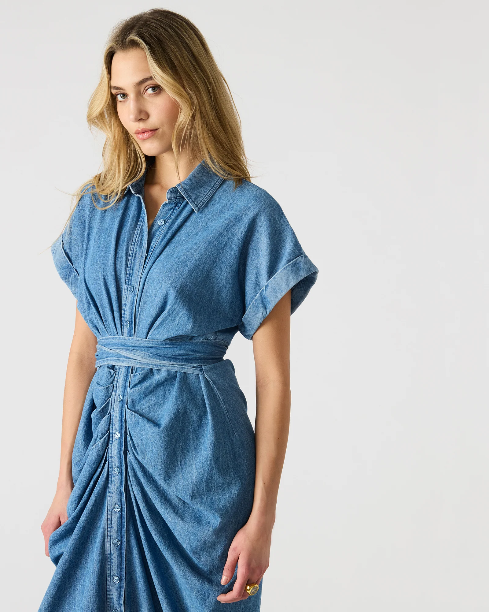 TORI DRESS DENIM LIGHT BLUE DENIM - Image 3